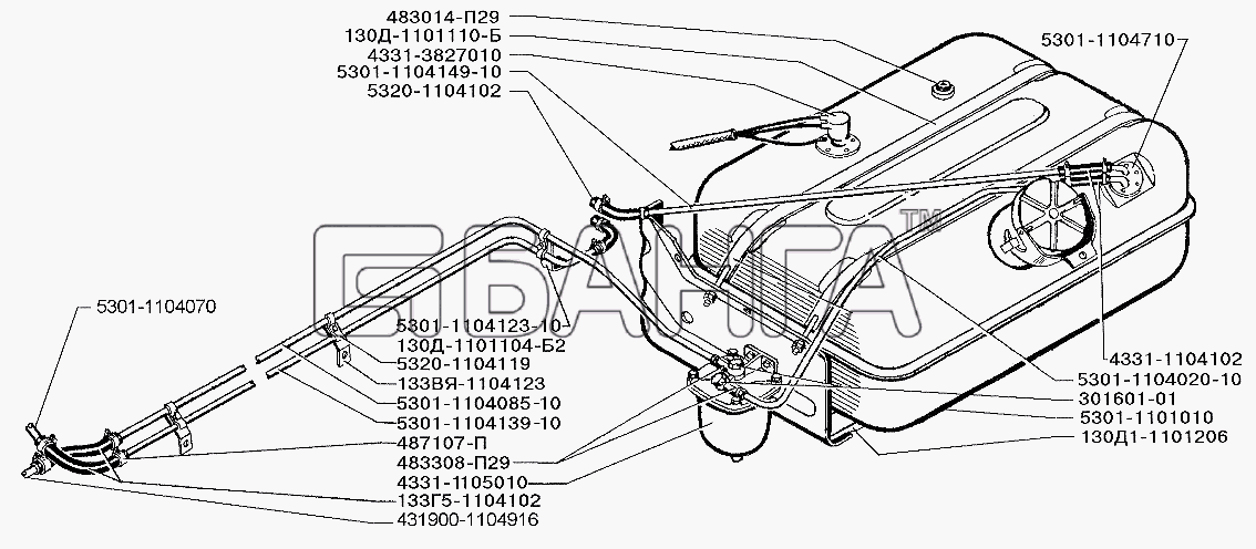 ЗИЛ ЗИЛ-5301 (2006) Схема Система питания автомобиля ЗИЛ-5301-25